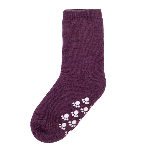 Stoppersocken Wolle aubergine melange - 27-30