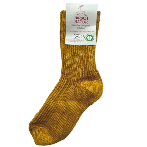 Grobstricksocke Wolle curry - 25-26