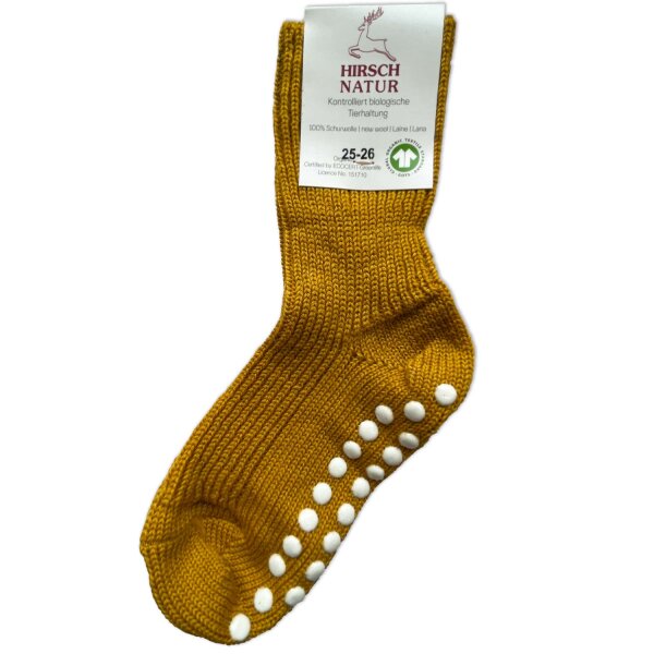 Stoppersocke Grobstrick Wolle curry - 23/24