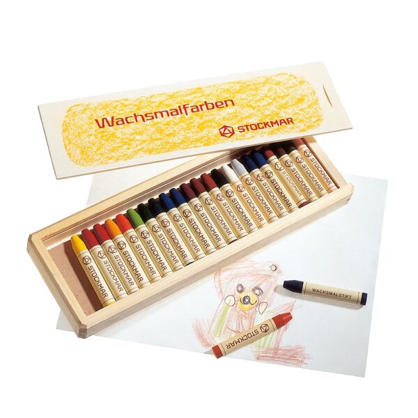 Wachsmalstifte in Holzkassette 24 Farben