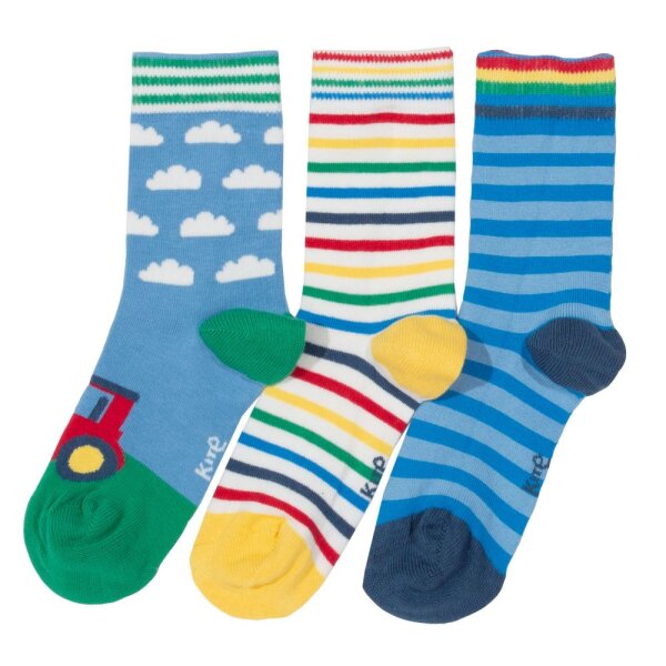 Socken Traktor und Ringel 3er-Pack