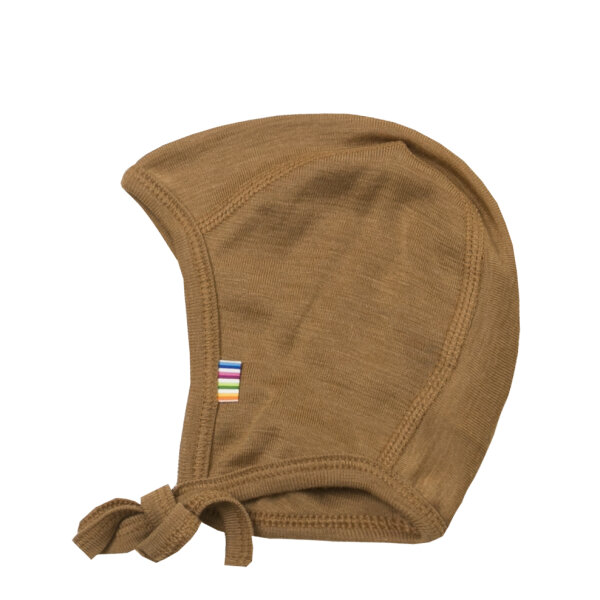 Baby Häubchen Wolle Seide Caramel