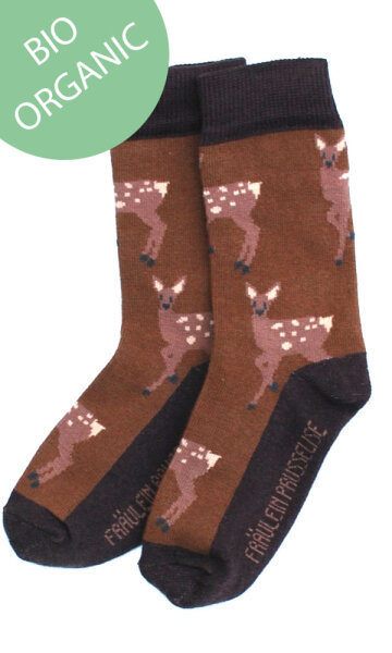 Damensocken Rehe braun Bio