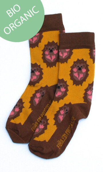 Damensocken Igel gelb Bio