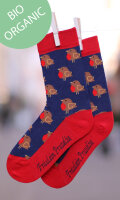 Damensocken Rotkehlchen blau Bio