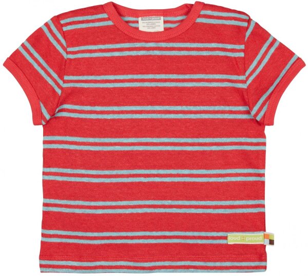 T-Shirt Leinen Streifen chili
