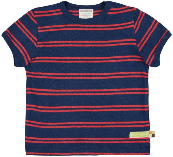 T-Shirt Leinen Streifen ultramarin