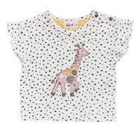 T-Shirt mit R&uuml;schen Giraffe Flecken wei&szlig;