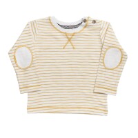Shirt langarm mit Ellenbogen-Patches geringelt senfgelb