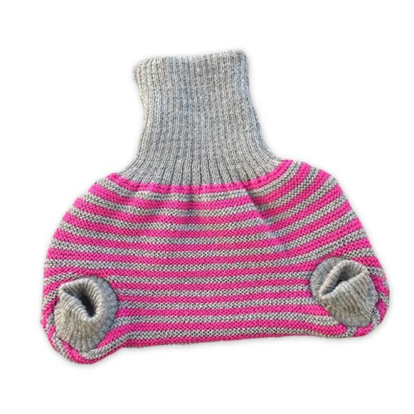 Hu-da Ringel-Stricküberhose grau/beere