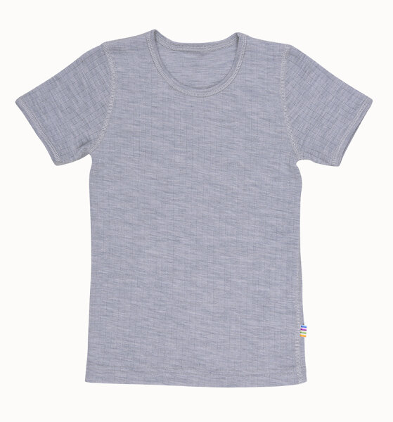 Basic Shirt Kurzarm Wolle hellgrau