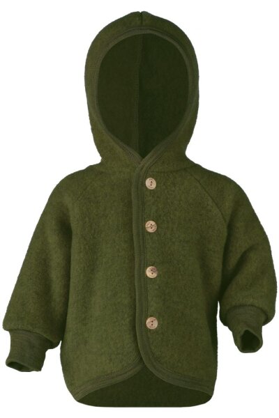 Kapuzenjacke Wollfleece schilf melange