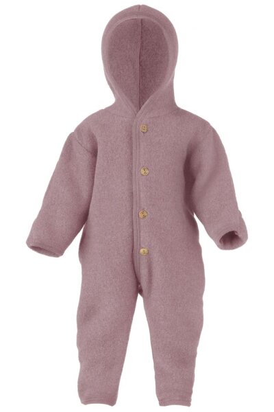 Overall Wollfleece mit Kapuze rosenholz melange