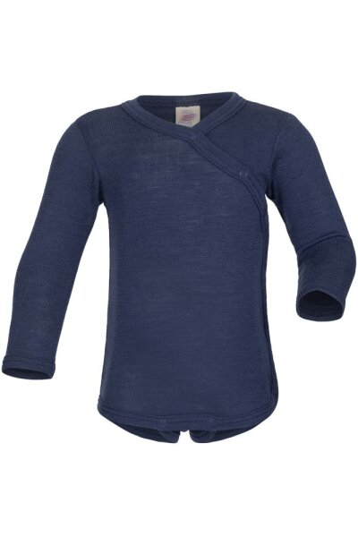 Wickelbody lang Wolle/Seide marine