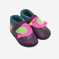 Leder-Hausschuhe Vogel Birdie aubergine