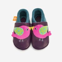 Leder-Hausschuhe Vogel Birdie aubergine