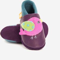 Leder-Hausschuhe Vogel Birdie aubergine