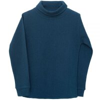 Shirt lang mit Rollkragen Bio Merino Farbenspiel petrol-blau