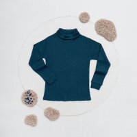 Shirt lang mit Rollkragen Bio Merino Farbenspiel petrol-blau