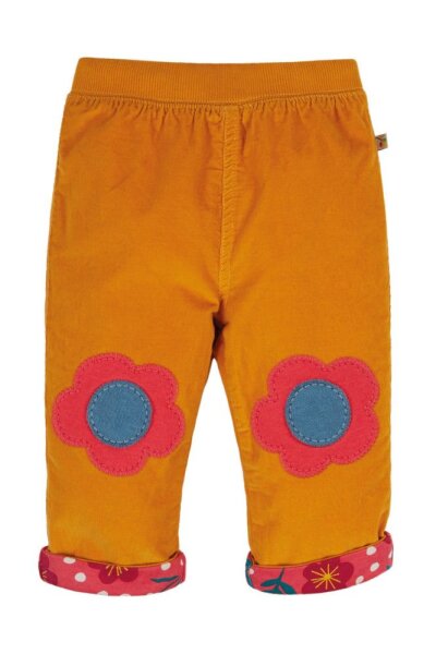 Wendehose Cord Blumen/gold-gelb