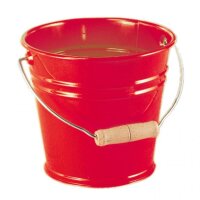 Metalleimer mit Holzgriff rot