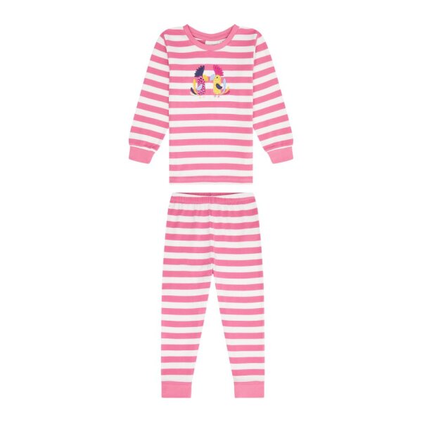 Long John Pyjama Kakadu Streifen pink