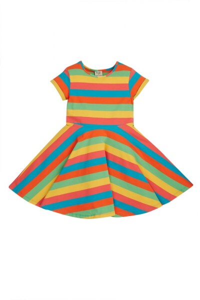 Spring Skater Kleid Regenbogenstreifen Camper blau