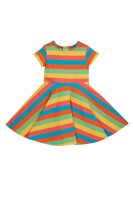 Spring Skater Kleid Regenbogenstreifen Camper blau