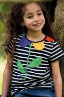 T-Shirt Blume Streifen indigo