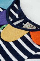 T-Shirt Blume Streifen indigo