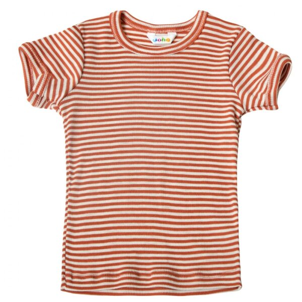 T-shirt Wolle/Seide rot gestreift