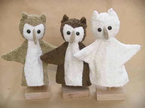 Handpuppe Eule braun vegan