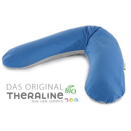 Original Theraline Stillkissen Mikroperlen Bio Jersey grau/mittelblau