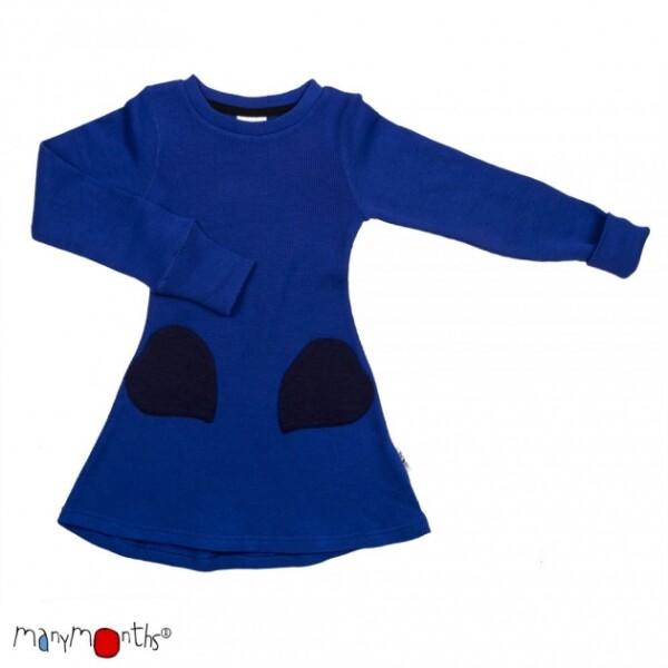 Manymonths Kleid Merino Herztaschen Jewel Blue