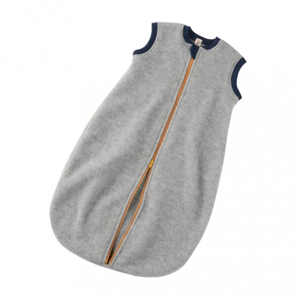Baby-Schlafsack Wollfrottee mit Reißverschluss hellgrau melange