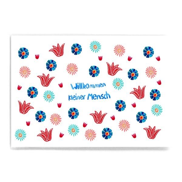 Postkarte Willkommen kleiner Mensch