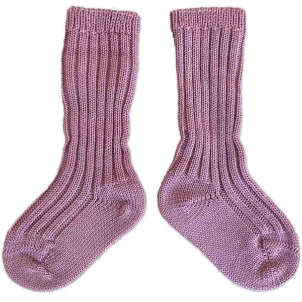 Babysöckchen 100% Wolle grob gestrickt altrosa