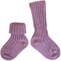 Babysöckchen 100% Wolle grob gestrickt altrosa