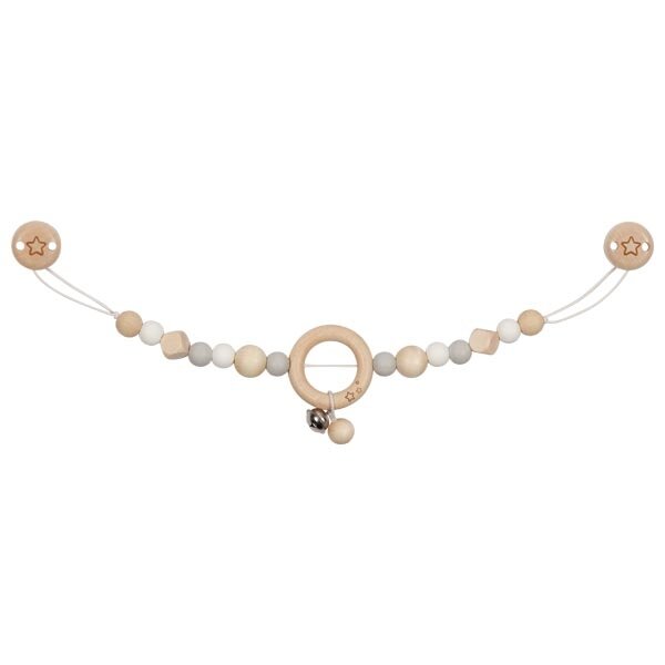 Kinderwagenkette Perlen Stern grau