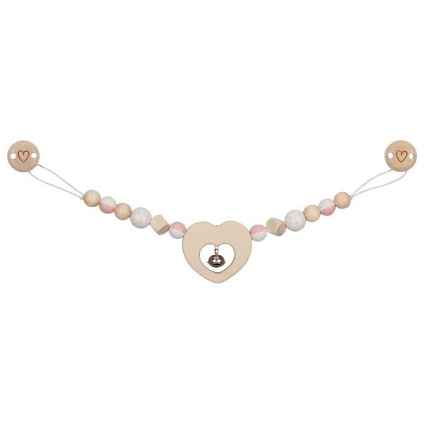 Kinderwagenkette Herz mit Clips rosa