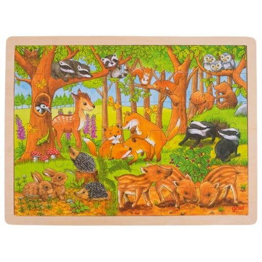 Einlegepuzzle Tierkinder im Wald