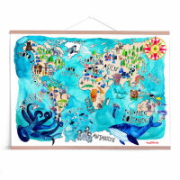 Poster Große Weltkarte der Tiere 68x99