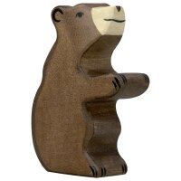 Holztiger Braunbär klein sitzend