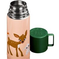 Thermosflasche Edelstahl Reh und Hase rosa
