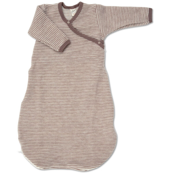 Wickel-Schlafsack Wolle Ringel mauve - 74/80