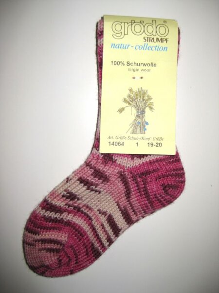 Babysocke Wolle wie handgestrickt pink-rose