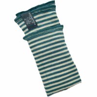 Stulpen Wolle/Seide geringelt sea green-natur - 2