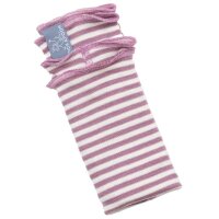 Stulpen Wolle/Seide geringelt alt ros&eacute;-natur - 1