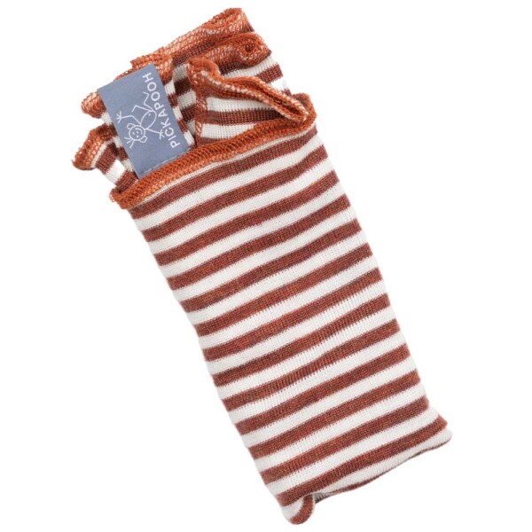 Stulpen Wolle/Seide geringelt red wood-natur - 1