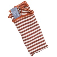 Stulpen Wolle/Seide geringelt red wood-natur - 1